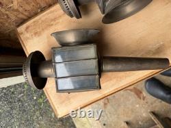 Antique Pair Brass/Metal Coach Carriage Oil Vintage Lantern Lamp Lights