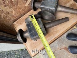 Antique Pair Brass/Metal Coach Carriage Oil Vintage Lantern Lamp Lights