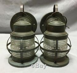 Antique Pair Copper Porch Sconces Light Fixtures Lantern Vintage Old 106-19C