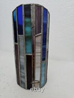 Antique Pair French Art Deco Stained Glass Candle Scounces / Lanterns /Holders