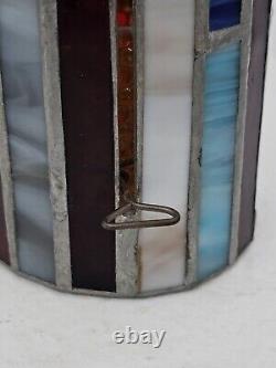 Antique Pair French Art Deco Stained Glass Candle Scounces / Lanterns /Holders