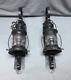 Antique Pair Large Metal Exterior Brass Nautical Glass Lanterns Old VTG 1258-24B