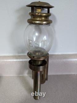 Antique Paris Butin Brass/Glass Wall Sconces Lantern Light Train Carriage Lamps