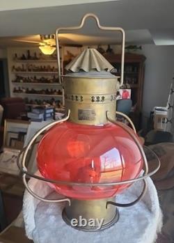 Antique Perdersen Nautical Marine Onion Lantern Red Globe, Oslo, Repair