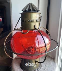 Antique Perdersen Nautical Marine Onion Lantern Red Globe, Oslo, Repair