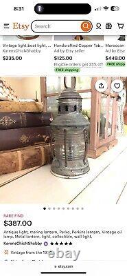 Antique Perkins Marine Lamp & Hardware Corp Brass PERKO Marine Oil Lantern 1930s