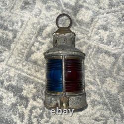 Antique Perkins Perko Vintage Marine Oil Lantern withBlue & Red Glass Lenses