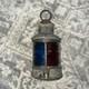 Antique Perkins Perko Vintage Marine Oil Lantern withBlue & Red Glass Lenses