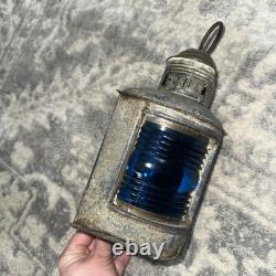 Antique Perkins Perko Vintage Marine Oil Lantern withBlue & Red Glass Lenses