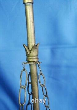 Antique Persian Brass Lamp 3 Burner Light Whale / vegatable Oil Light 17.25