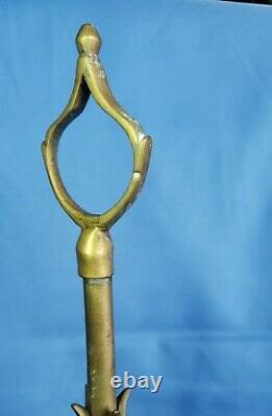 Antique Persian Brass Lamp 3 Burner Light Whale / vegatable Oil Light 17.25