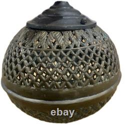 Antique Pierced Brass Lantern Lamp Moroccan Turkish Estate Hanging Vintage