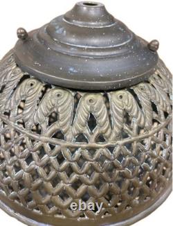 Antique Pierced Brass Lantern Lamp Moroccan Turkish Estate Hanging Vintage