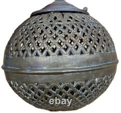 Antique Pierced Brass Lantern Lamp Moroccan Turkish Estate Hanging Vintage