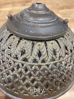 Antique Pierced Brass Lantern Lamp Moroccan Turkish Estate Hanging Vintage