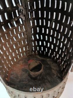 Antique Pierced Tin Candle Lantern 17 tall