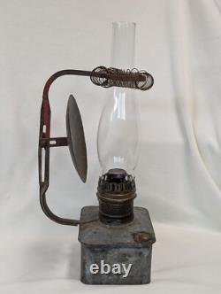 Antique Plume & Atwood Kerosene Oil Lamp Square Tin Base Railroad Lantern
