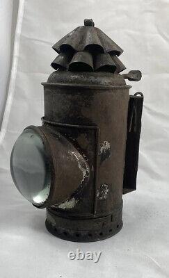 Antique Police Dietz Xmas Tree Bullseye Flashlight Oil Lantern with Oil Resevoir