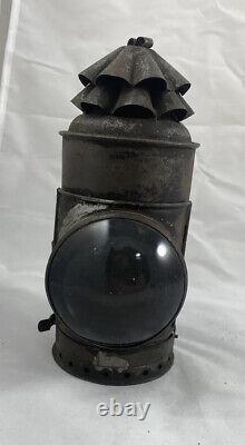 Antique Police Dietz Xmas Tree Bullseye Flashlight Oil Lantern with Oil Resevoir