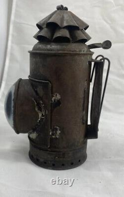 Antique Police Dietz Xmas Tree Bullseye Flashlight Oil Lantern with Oil Resevoir