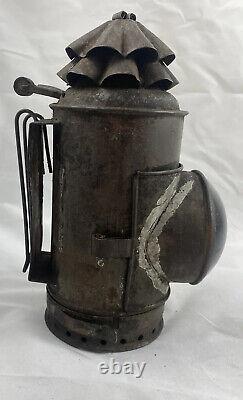 Antique Police Dietz Xmas Tree Bullseye Flashlight Oil Lantern with Oil Resevoir