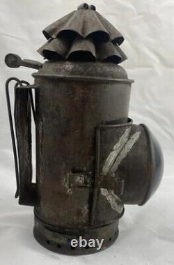 Antique Police Dietz Xmas Tree Bullseye Flashlight Oil Lantern with Oil Resevoir