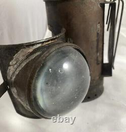 Antique Police Dietz Xmas Tree Bullseye Flashlight Oil Lantern with Oil Resevoir