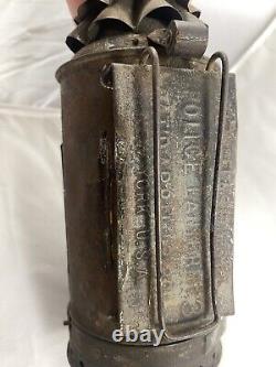 Antique Police Dietz Xmas Tree Bullseye Flashlight Oil Lantern with Oil Resevoir