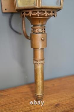 Antique Porch Light Sconce American Eagle Metal Brass Glass vintage Lantern