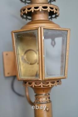 Antique Porch Light Sconce American Eagle Metal Brass Glass vintage Lantern