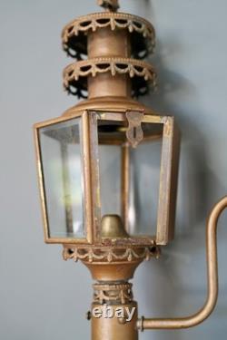 Antique Porch Light Sconce American Eagle Metal Brass Glass vintage Lantern