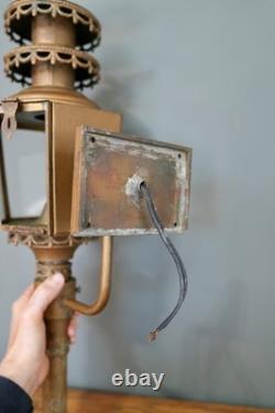 Antique Porch Light Sconce American Eagle Metal Brass Glass vintage Lantern