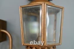 Antique Porch Light Sconce American Eagle Metal Brass Glass vintage Lantern