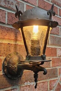 Antique Porch Light Sconce Murlin Mfg. Bronze Tudor Vintage Lantern