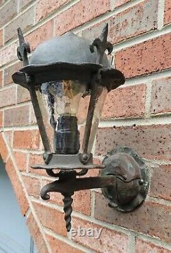 Antique Porch Light Sconce Murlin Mfg. Bronze Tudor Vintage Lantern