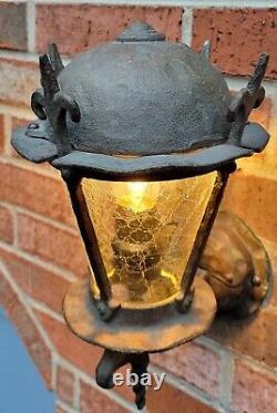 Antique Porch Light Sconce Murlin Mfg. Bronze Tudor Vintage Lantern