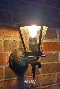 Antique Porch Light Sconce Murlin Mfg. Bronze Tudor Vintage Lantern