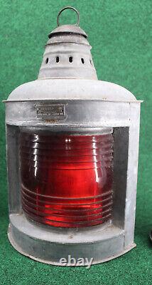 Antique Port & Starboard Lanterns Nautical Oil Lamps Ship Light