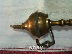Antique Primitive Bronze Olive Oil Kerosene Lamp Lantern-original-1900-27 Cm-rr