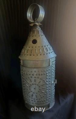 Antique Primitive Pierced Tin Paul ERA Revere Lantern. W5xH13