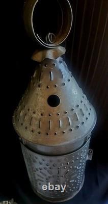 Antique Primitive Pierced Tin Paul ERA Revere Lantern. W5xH13