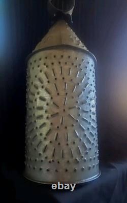 Antique Primitive Pierced Tin Paul ERA Revere Lantern. W5xH13