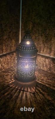 Antique Primitive Pierced Tin Paul ERA Revere Lantern. W5xH13