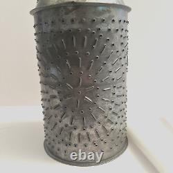 Antique Primitive Punched Tin Candle Lantern 13 with Candles Nice Piece