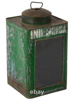 Antique Primitive Rustic Lidded Tin Lantern