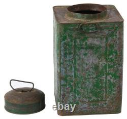 Antique Primitive Rustic Lidded Tin Lantern