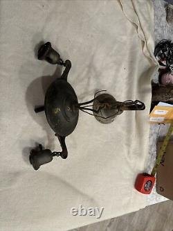 Antique RARE Brass Two Light Hanging Fixture Lamp VINTAGE Untested Bx65