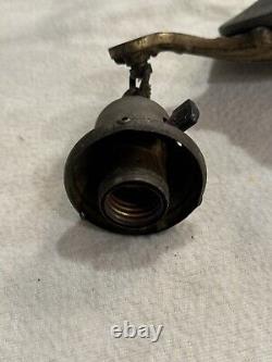Antique RARE Brass Two Light Hanging Fixture Lamp VINTAGE Untested Bx65