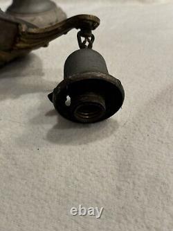 Antique RARE Brass Two Light Hanging Fixture Lamp VINTAGE Untested Bx65