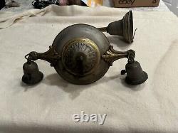 Antique RARE Brass Two Light Hanging Fixture Lamp VINTAGE Untested Bx65